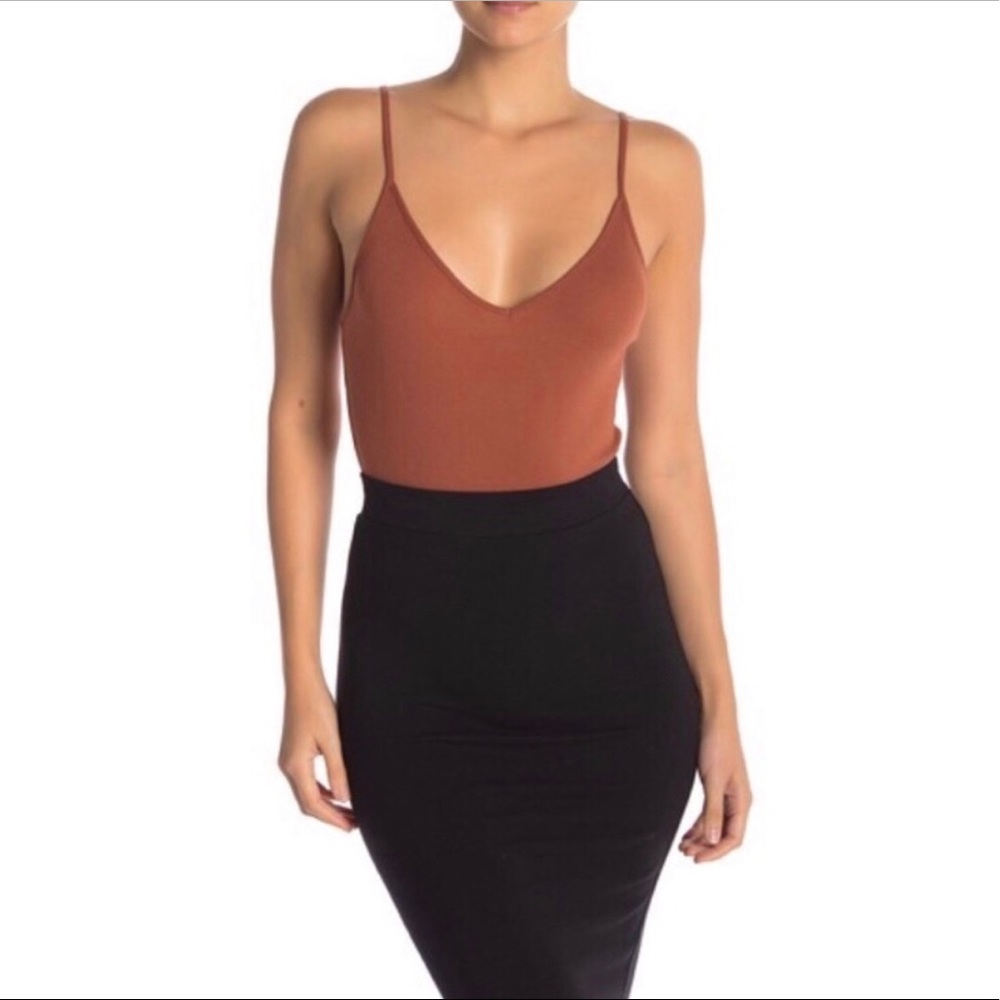 X SOLD X BP Rust Sequoia Ribbed Thong Bodysuit - Picture 1 of 7